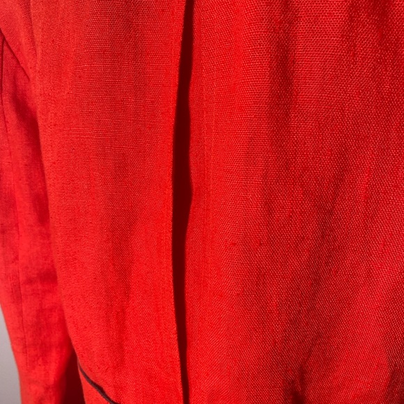 VINTAGE Austrian TYROL Dirndl Red Linen JACKET DB Military Style Silver Btns M - Picture 9 of 13